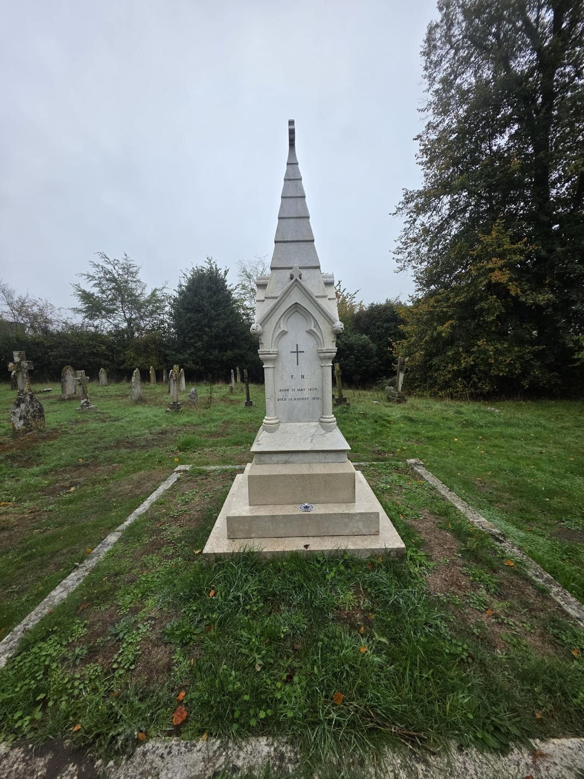 The Nightingale family memorial, with Florence Nightingale’s initials and dates.